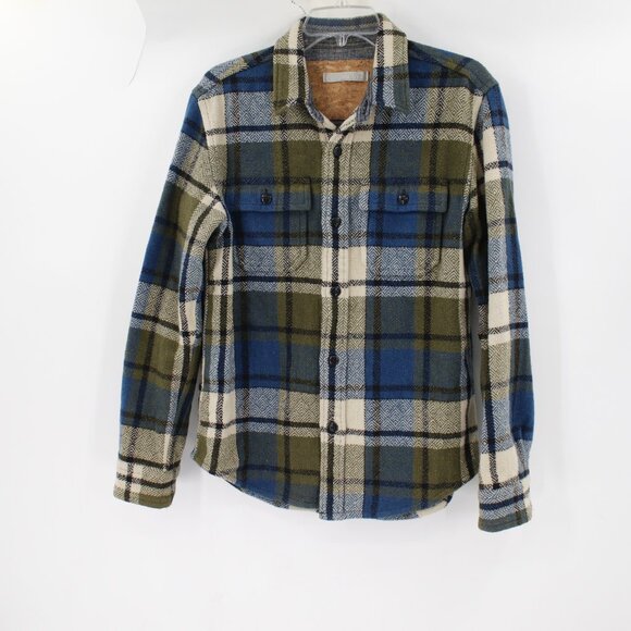 Outerknown Shirt Mens Small wool blend Blanket Plaid Flannel Button Up Pockets - Picture 1 of 9